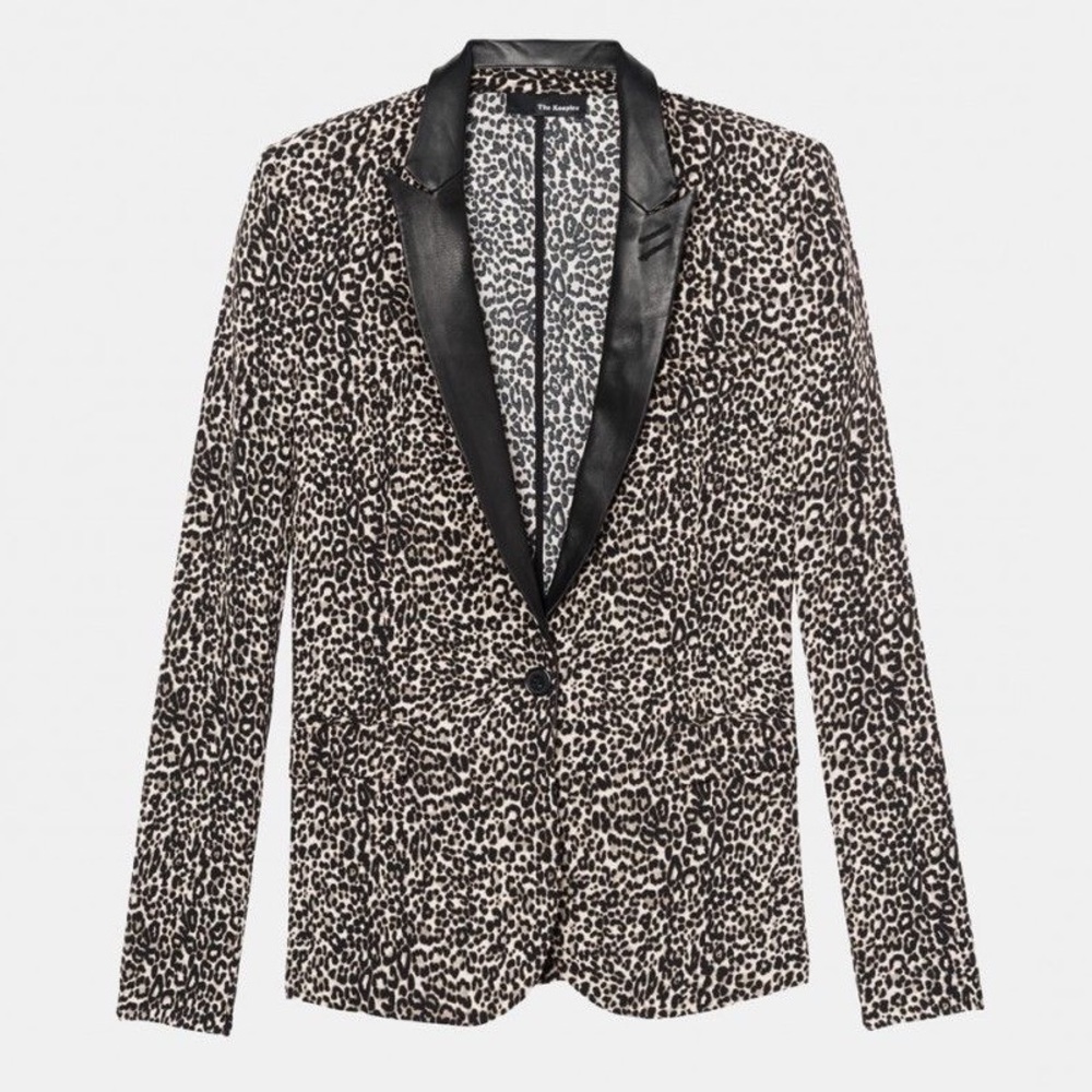 THE KOOPLES “Baby Leopard” Leather Lapel Blazer